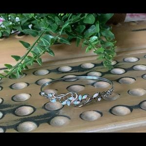 *Multi Colored Lab Created Opal Rhodium over Sterling Silver Bangle Brace…